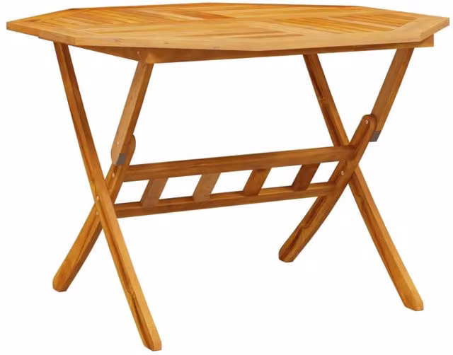 Berkfield Home Folding Garden Table in Rustic Brown Acacia Wood, W: 110 cm, D: 75 cm