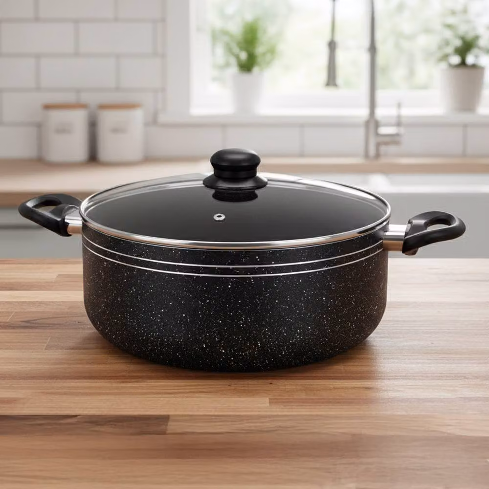 Royalford Non-Stick Casserole Dish with Tempered Glass Lid, Black, Diameter: 32 cm – 2