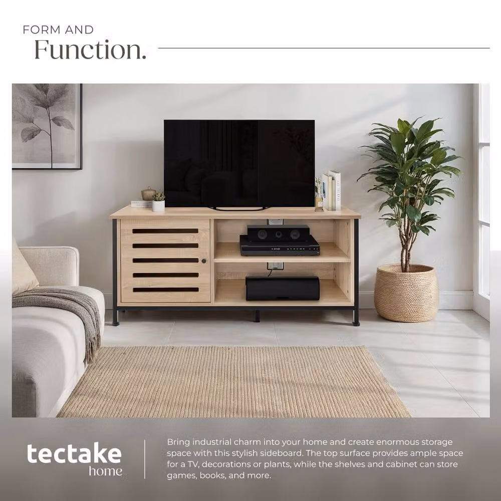 tectake Galway Industrial TV Stand in Brown and Black, Width: 110 cm – 4