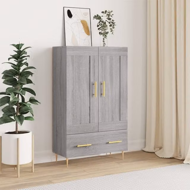 Berkfield Home Grey Sonoma Highboard in MDF, W: 69.5 cm, D: 31 cm, H: 115 cm