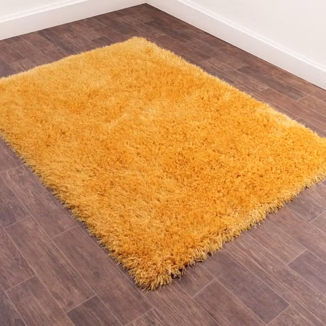 The Rug Shop UK Yellow Modern Plain Machine Woven Area Rug W: 180 cm, D: 270 cm