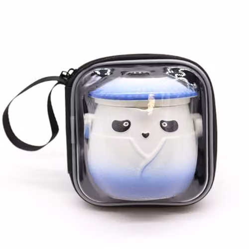 Thunder Tribes Blue Ceramic Panda Teapot Set with Infuser