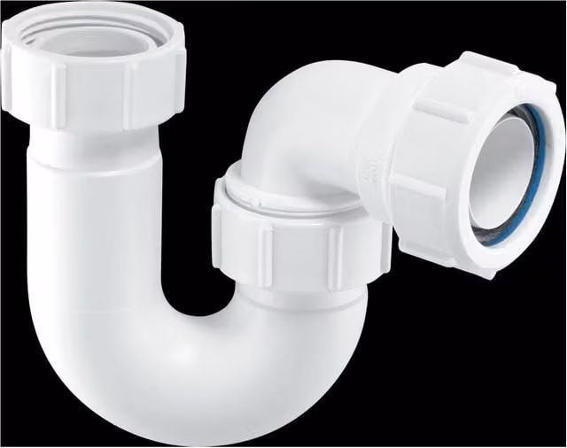 McAlpine BT4 50mm White Tubular Swivel P Trap with 1.25 inch Multifit Outlet – 1