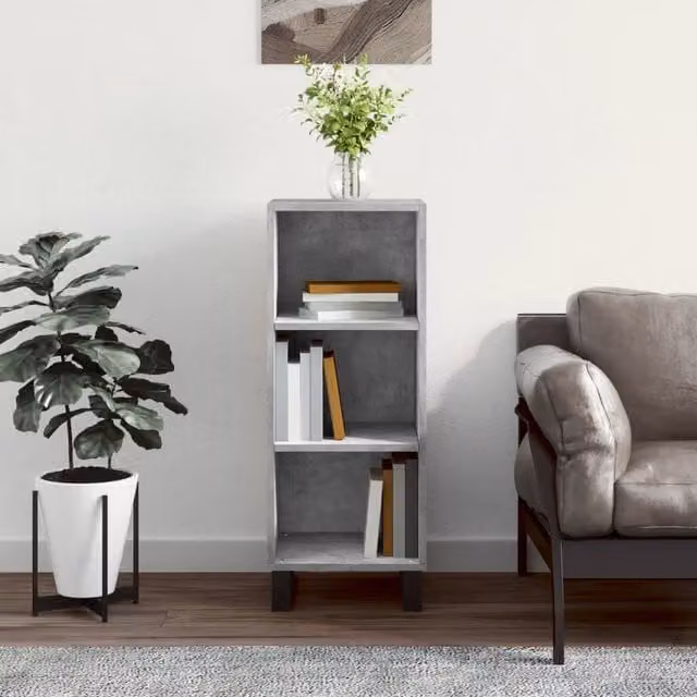 Berkfield Home Sideboard in Concrete Grey, W/D/H: 34.5 x 32.5 x 90 cm – 1