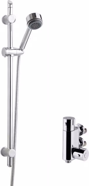 Balterley Thermostatic Vertical Bar Shower Set with Multifunction Handset and Slide Rail in Silver