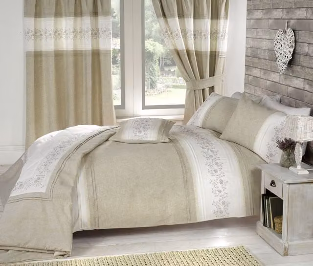 Rapport Home Wildberry Polycotton Duvet Cover Set with Pillowcase, Brown and Beige Floral Design, W: 200 cm x D: 200 cm