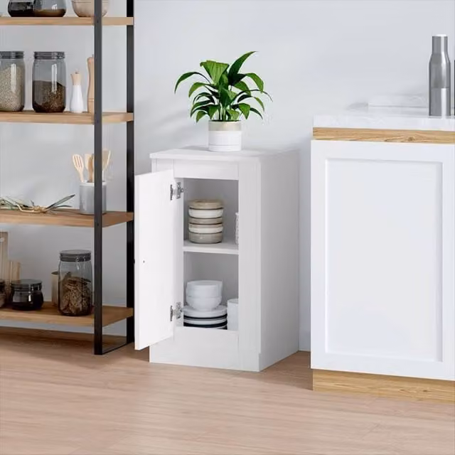 Berkfield Home White MDF Sideboard, W: 37.5 cm, D: 35.5 cm, H: 67.5 cm