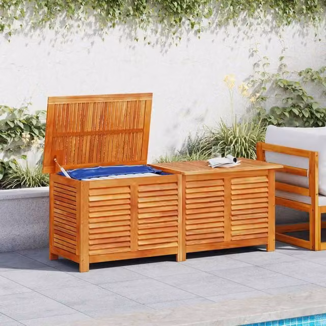 Berkfield Home Garden Storage Box with Louver in Brown Solid Acacia Wood, W/D/H: 150 x 50 x 56 cm – 1
