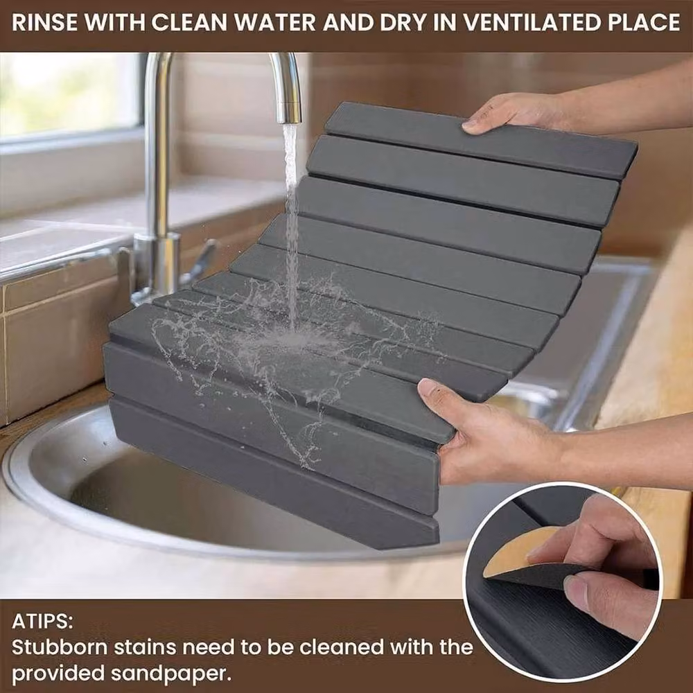 FLAVORA Grey Foldable Diatomaceous Earth Drying Mat, W: 40 cm, D: 30 cm – 3