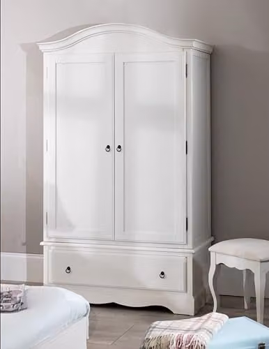 Statement Furniture Romance Double Wardrobe with Drawer in Light Grey, Height: 193 cm – 1