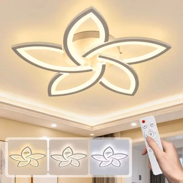 Kelvenix Modern LED Ceiling Light Chandelier with Remote Control, Dimmable, White