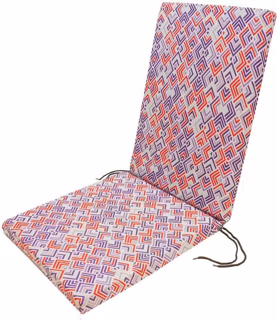 Roseley Geometric High Back Chair Pads in Grey, Red and Multicolour