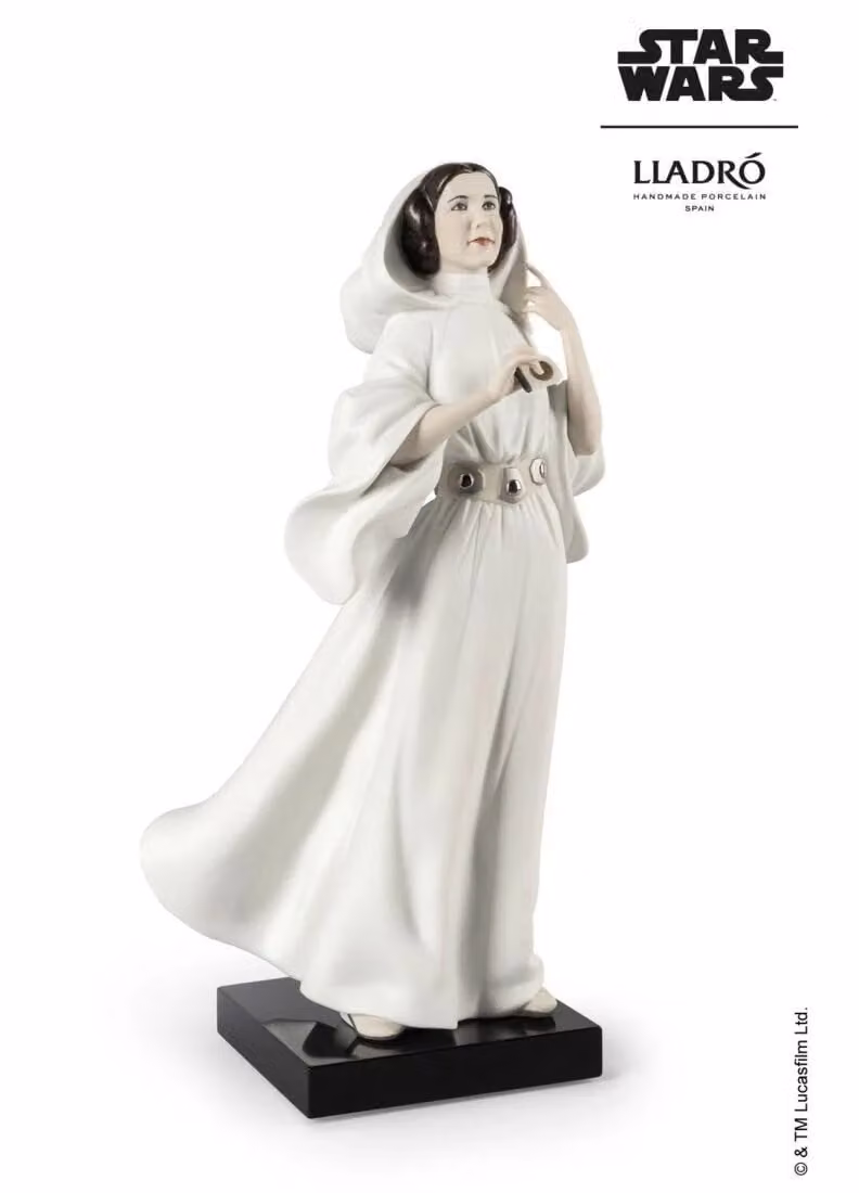 Lladró Princess Leia New Hope Porcelain Sculpture in White, Gold and Silver