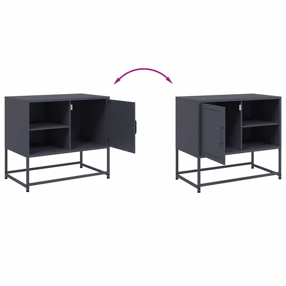 Berkfield Home Anthracite Metal TV Cabinet, W: 68 cm, D: 39 cm, H: 60.5 cm – 5