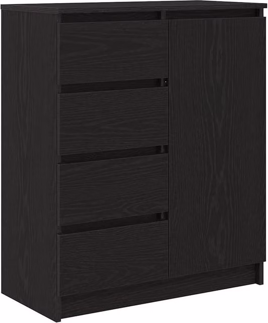 Berkfield Home Modern Sideboard with Drawers in Black Oak, W/D/H: 71 x 35 x 84 cm