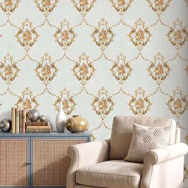 Lifeideas Green Floral 3D Embossed Non-Woven Botanical Wallpaper Roll