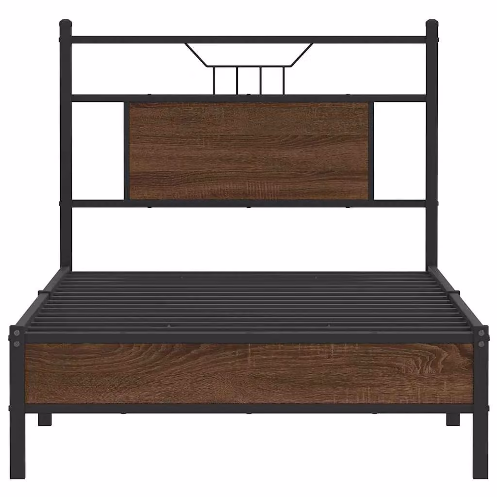 Berkfield Home Small Single Bed Frame in Brown Oak Engineered Wood, W/D/H: 75 x 190 x 91.5 cm – 4
