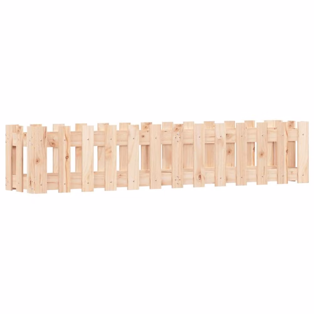 Berkfield Home Garden Raised Bed with Fence Design in Light Brown Solid Wood, W/D/H: 150 x 30 x 30 cm – 2