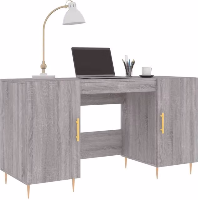 Berkfield Home Elegant Writing Desk in Grey Sonoma, W/D/H: 140 x 50 x 75 cm – 1