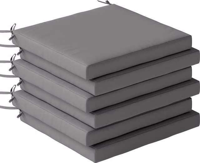 Outsunny Set of 6 Water Repellent Outdoor Seat Cushions in Dark Grey with Machine Washable Polyester Covers