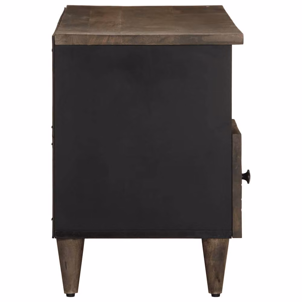 Berkfield Home Black Mango Wood TV Cabinet W: 100 cm, D: 33 cm, H: 46 cm – 3
