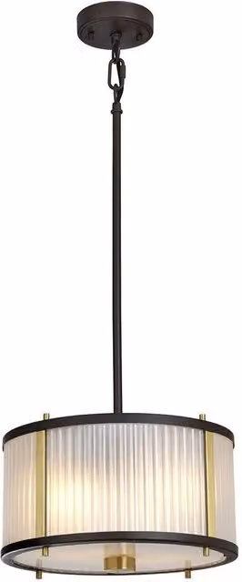 Netlighting Corona Cylindrical 2 Light Pendant in Museum Bronze with Brown Frosted Glass