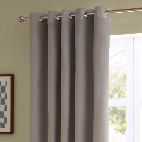 Riva Home Silver Velvet Blackout Eyelet Curtains W: 117 cm, H: 137 cm – 3