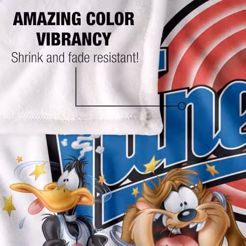 LOGOVISION Space Jam Tune Squad Group Super Soft Silky Touch Fleece Throw Blanket, Multicolour, W: 152 cm x D: 127 cm – 2