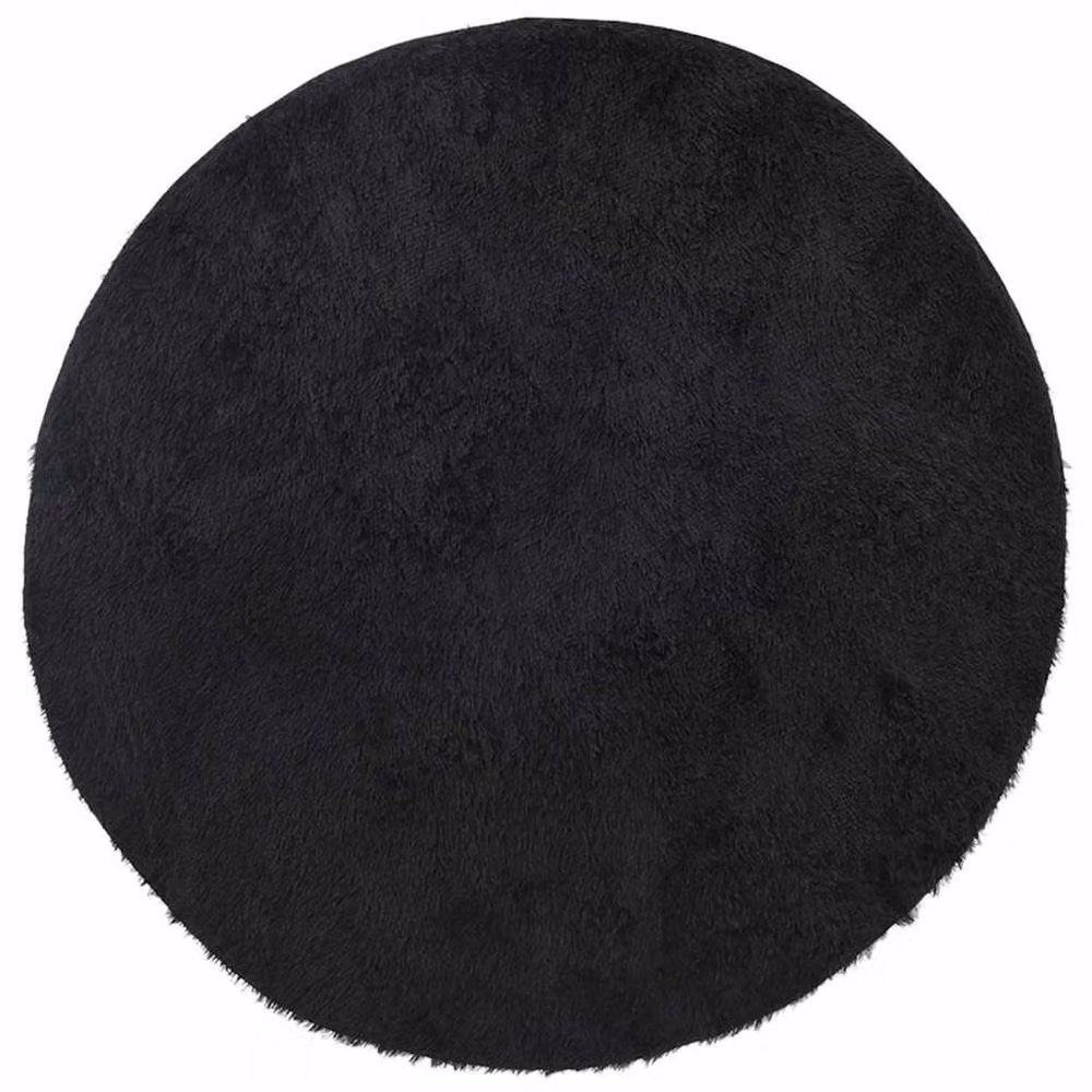 Berkfield Home NAVARRA Black Shaggy High Pile Round Polyester Rug, Diameter: 120 cm – 2