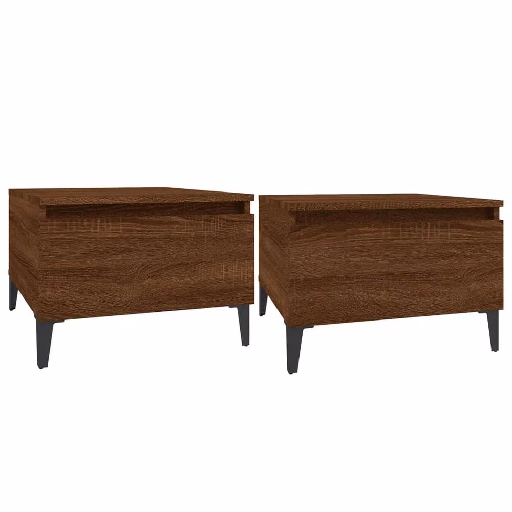 Berkfield Home Set of 2 Modern Brown Oak Side Tables, W/D/H: 50 x 46 x 35 cm – 2