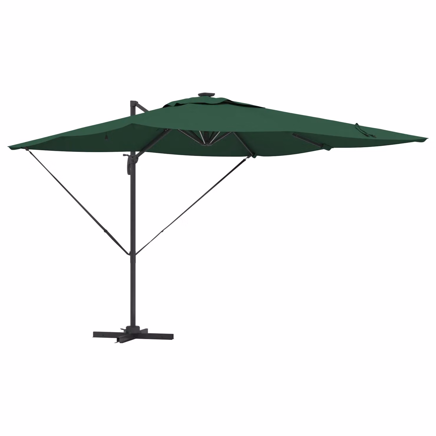 Berkfield Home Roma Cantilever Parasol with LEDs, Green, W/D/H: 286 x 285 x 270 cm – 2