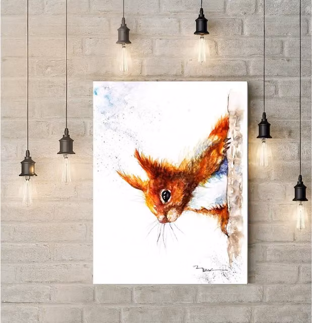 Be Coventry Curious Red Squirrel Canvas Wall Art, Brown and Orange, W: 81.28 cm x H: 81.28 cm