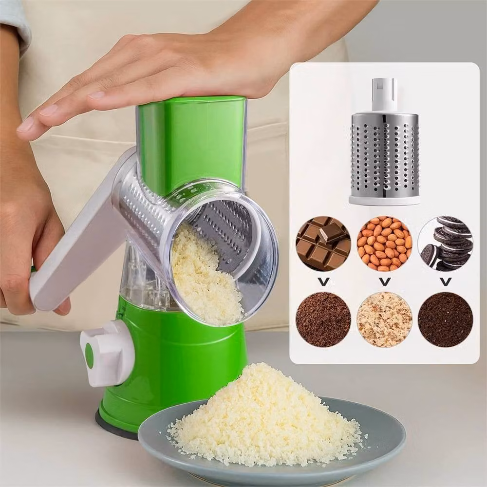 Nordara 3 in 1 Green Rotary Vegetable Shredder and Cheese Grater with Multiple Stainless Steel Blades – 2
