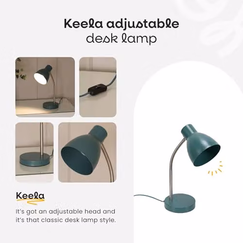 ValueLights Keela Adjustable LED Desk Lamp in Blue and Wood – 3
