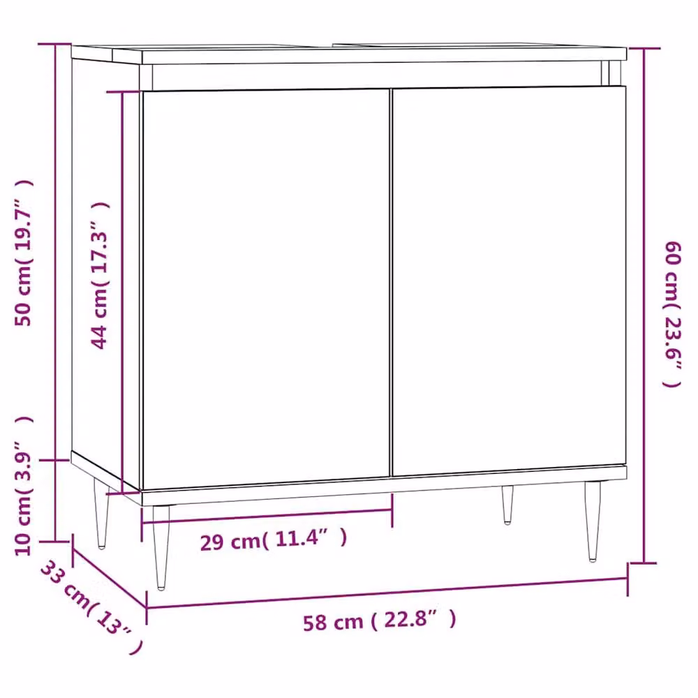 Berkfield Home Grey Sonoma Bathroom Cabinet, W: 58 cm, D: 33 cm, H: 60 cm – 2