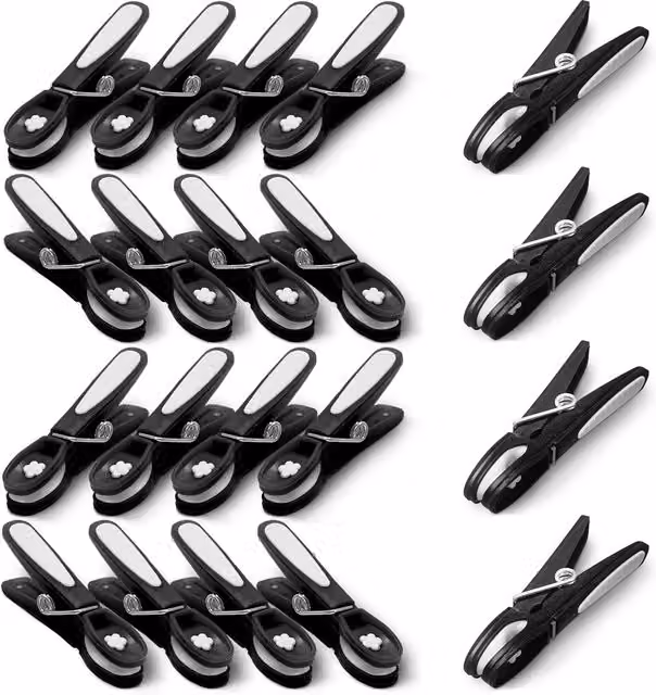 Keplin Black Plastic Laundry Pegs, Pack of 20