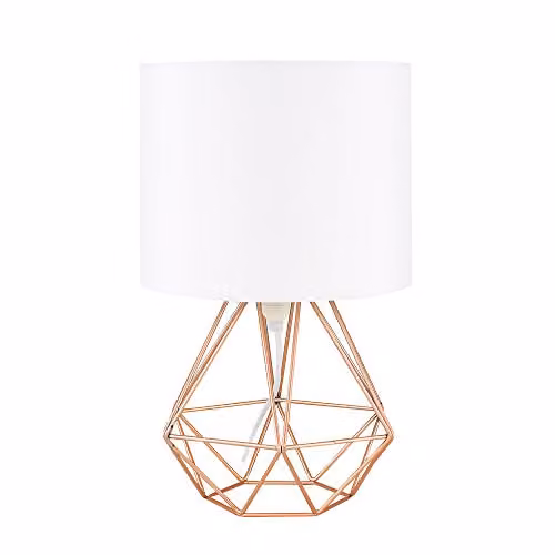 MiniSun Modern Copper Metal Basket Table Lamp with White Fabric Shade – 1
