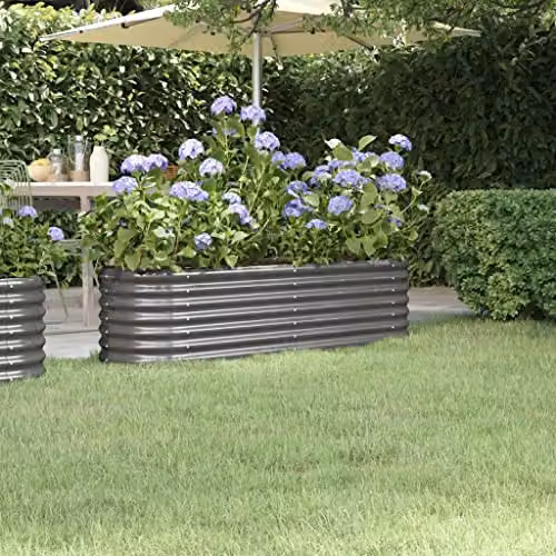 vidaXL Grey Galvanised Steel Garden Raised Bed W/D/H: 152 x 40 x 36 cm – 2