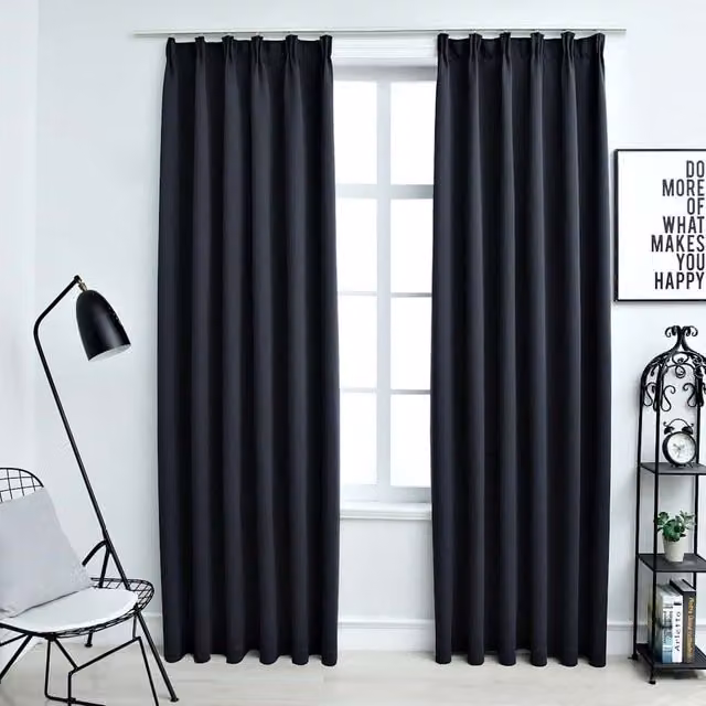 Berkfield Home Anthracite Blackout Curtains with Hooks, 2 Pack, W: 140 cm, H: 175 cm