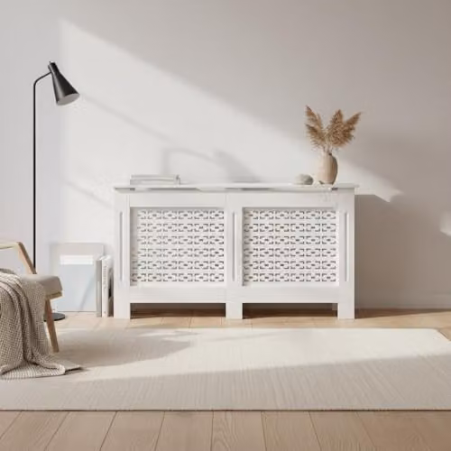 FWStyle White Geometric Large Radiator Cover Shelf Cabinet, W/D/H: 152 x 82.3 x 19 cm – 3
