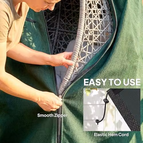 Outsunny Green Hanging Egg Chair Cover with Zipper, W/D/H: 196 x 200 x 230 cm – 4
