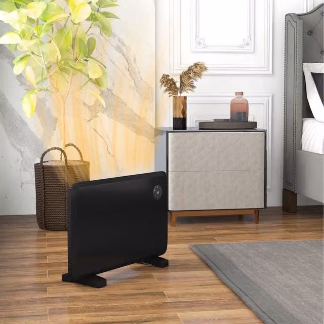 HOMCOM 1200W Freestanding Electric Convector Heater with LED Display, Timer and Remote Control, Black