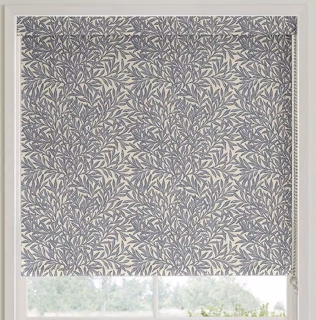 William Morris At Home Indigo Blue Floral Thermal Insulating Blackout Roller Blind
