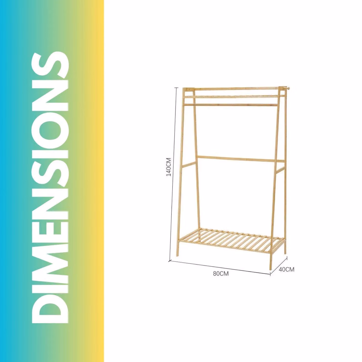 Pirlo Plush Bamboo Clothing Rail with Shelves in Brown, W: 140 cm, D: 50 cm – 2