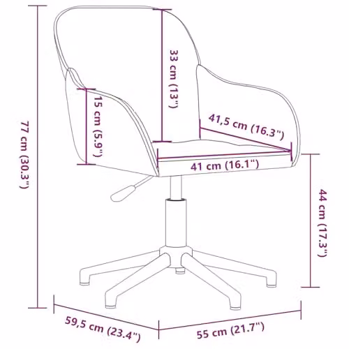 vidaXL Set of 2 Black Velvet Swivel Dining Chairs, W: 55 cm, D: 59.5 cm, H: 77 cm – 3
