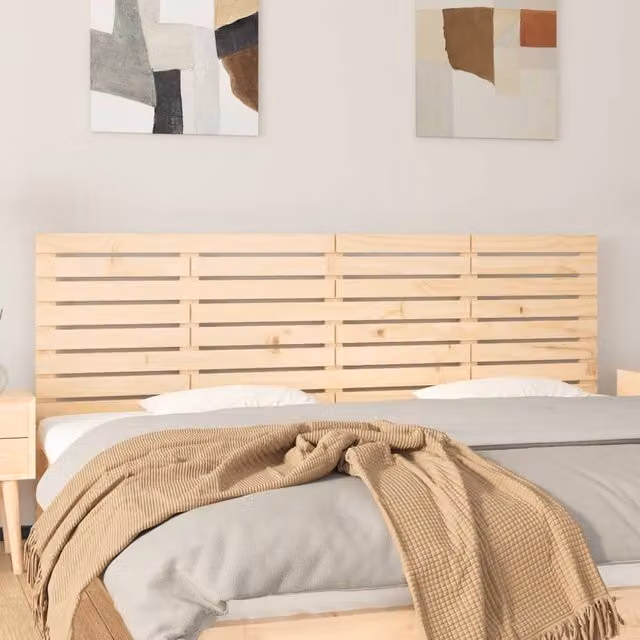 Berkfield Home Rustic Solid Wood Pine Wall Headboard in Brown, W: 206 cm, D: 3 cm, H: 63 cm – 1