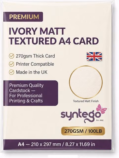 Syntego 10 Sheets of A4 Matt Textured White Construction Paper