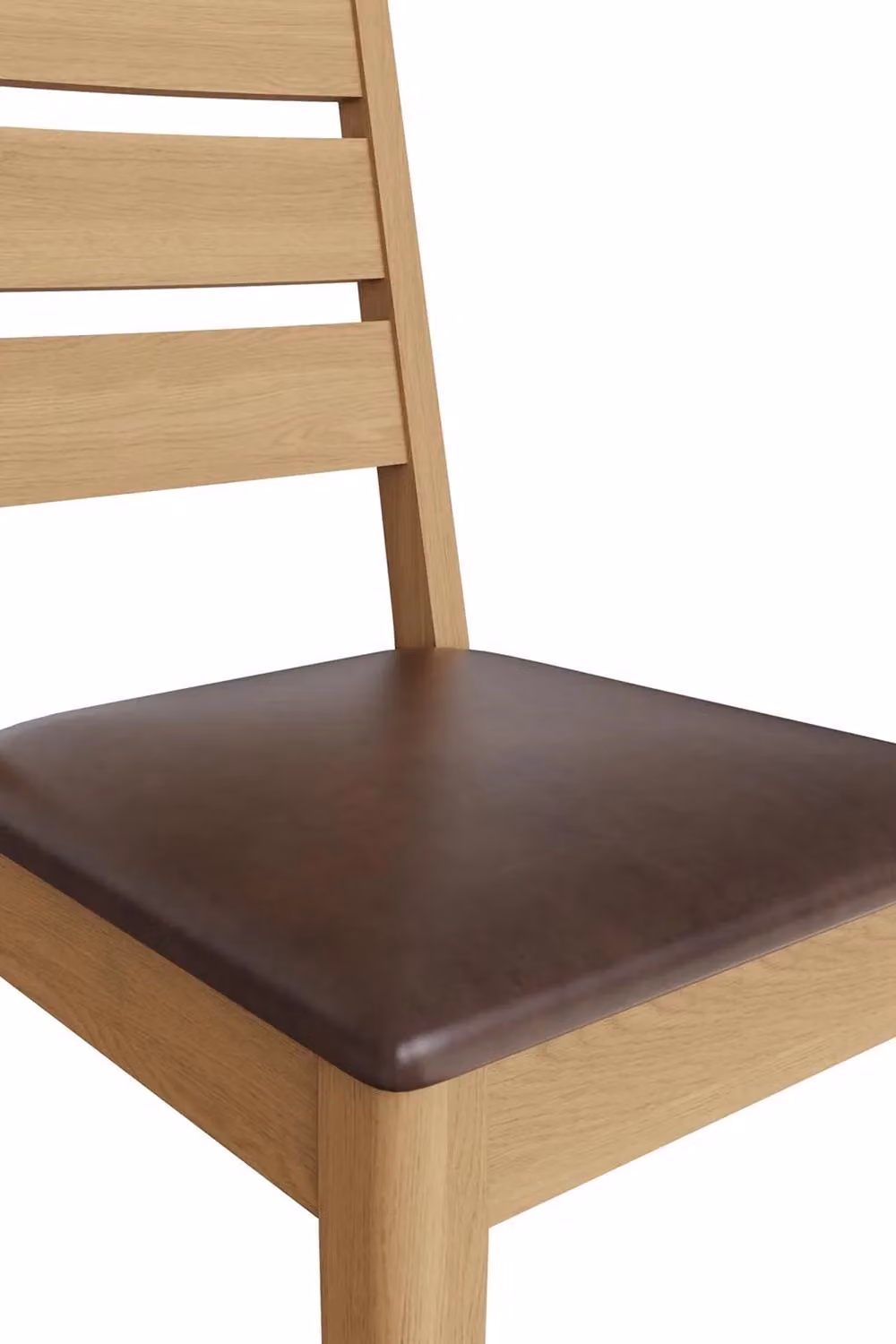 FWStyle Pair of Natural Oak Ladder Back Dining Chairs in Brown – 3