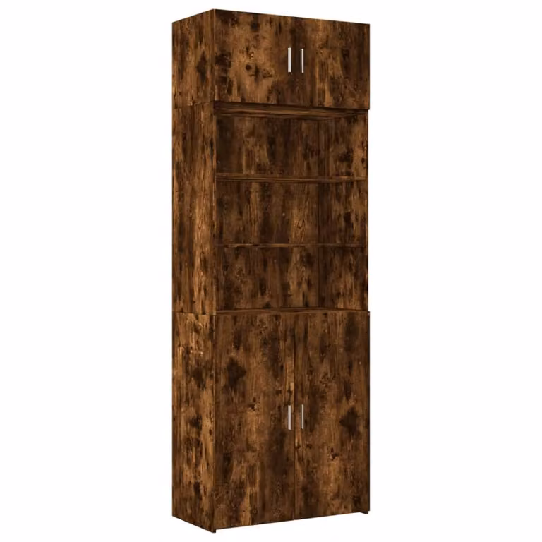 Berkfield Home Freestanding Storage Cabinet in Smoked Oak Brown, W: 80 cm, D: 42.5 cm, H: 225 cm