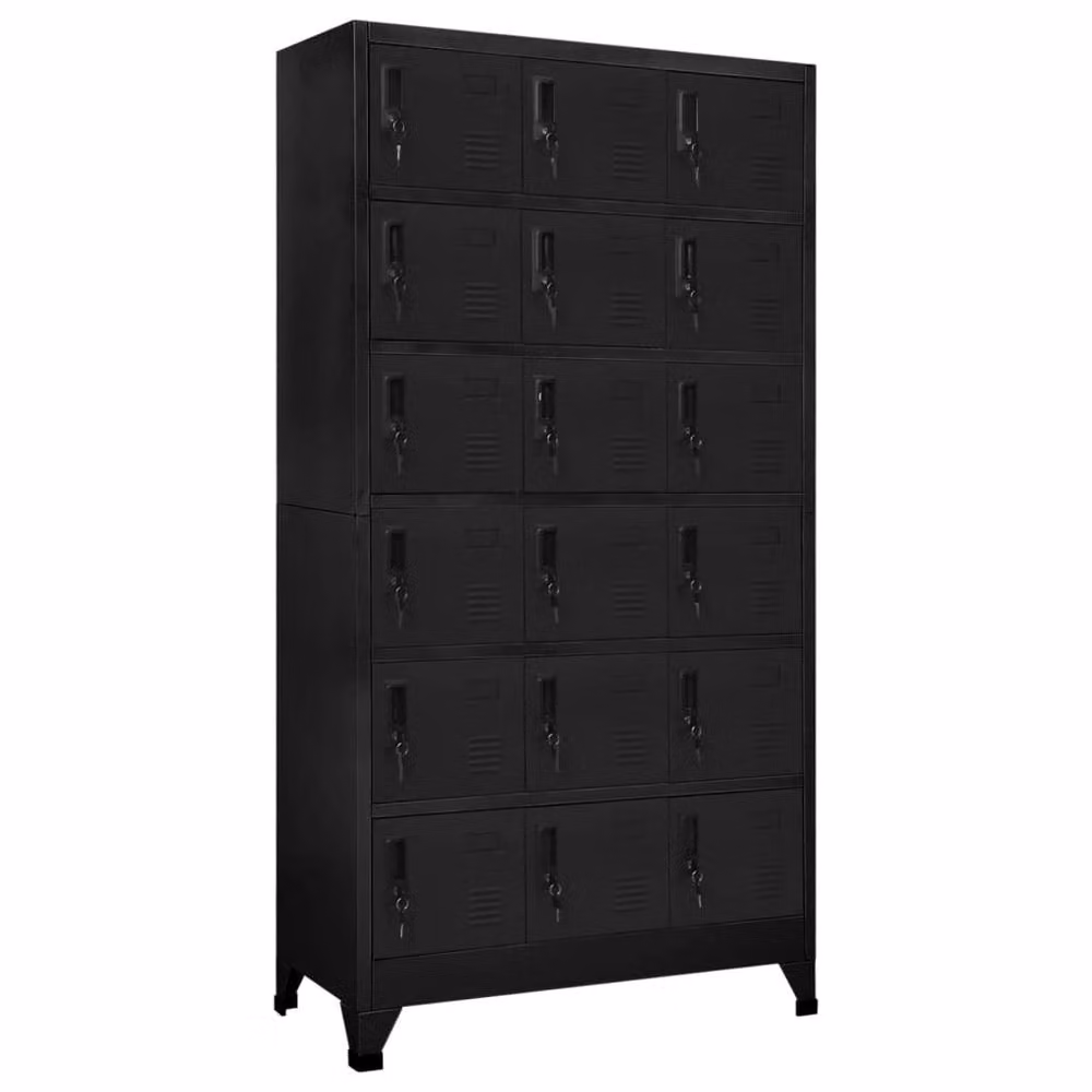 Berkfield Home Black Metal Locker Cabinet with Hinged Doors and Lock, W/D/H: 90 x 40 x 180 cm – 2
